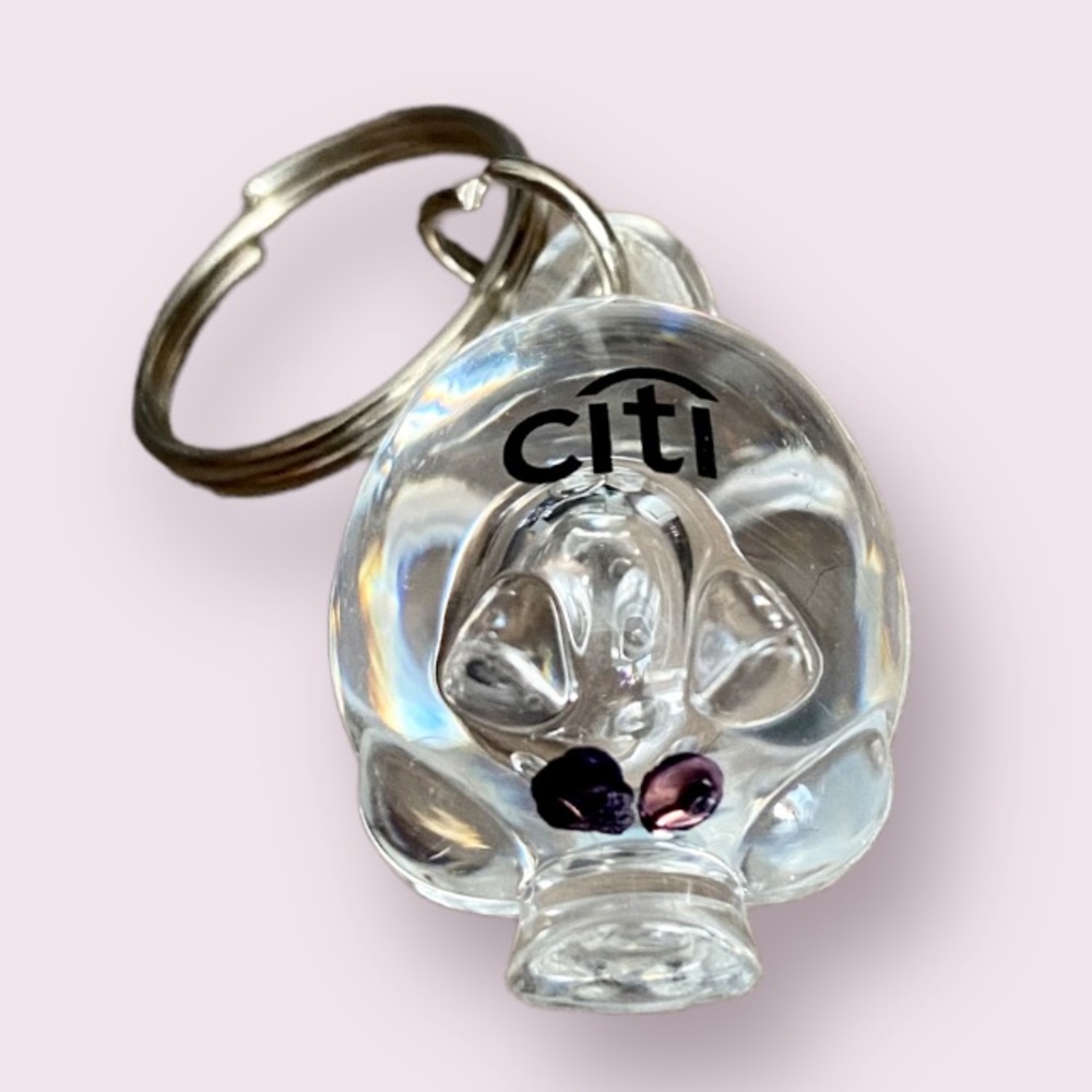 Citi Clear Plastic Piggy Figure Key Chain